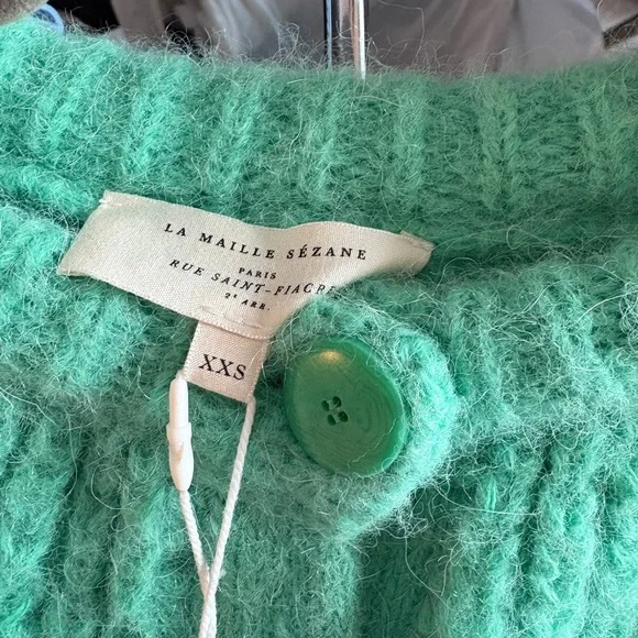 Sézane Emile Cardigan Bright Green - Size XXS - NWT - Picture 6 of 6